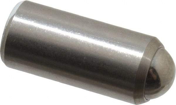 Gibraltar - 11/16" Body Length x 5/16" Body Diam, 2 Lb Init to 5 Lb Final End Force, Stainless Steel Press Fit Ball Plunger - 1/4" Ball Diam, 0.09" Max Ball Reach, +0.0010; +0.0020" Tolerance - Caliber Tooling