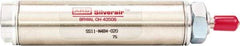 ARO/Ingersoll-Rand - 1" Stroke x 3/4" Bore Single Acting Air Cylinder - 1/8 Port, 1/4-28 Rod Thread, 200 Max psi, -40 to 160°F - Caliber Tooling