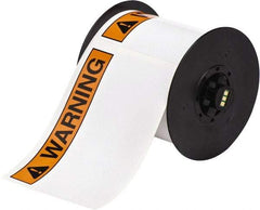 Brady - 6" Wide x 6" Long, Orange & Black on White Vinyl Tape - For BBP30 Label Printer, BBP33 Label Printer, BBP35 Multicolor Sign & Label Printer, BBP37 Color & Cut Sign & Label Printer, BradyPrinter S3100, BBP31 Sign & Label Printer - Caliber Tooling