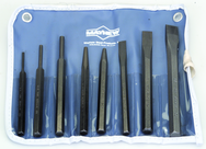 8-Pc. Punch & Chisel Set; includes 3 Punches; 1center punch; 1 solid punch; 3 cold chisels - Caliber Tooling