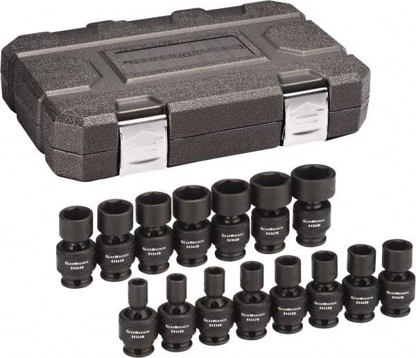 GearWrench - 15 Piece 3/8" Drive Universal Standard Impact Socket Set - 6 Points, 8 to 22mm, Metric Measurement Standard - Caliber Tooling