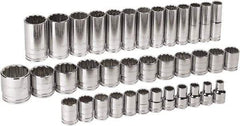 GearWrench - 37 Piece 1/2" Drive Chrome Finish Deep Well Socket Set - 12 Points, 9mm to 36mm Range, Metric Measurement Standard - Caliber Tooling