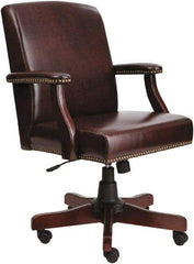 ALERA - 36-5/8 to 42-7/8" High Mid Back Chair - 26" Wide x 28" Deep, Vinyl Seat, Mahogany - Caliber Tooling