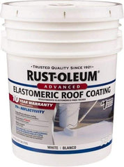 Rust-Oleum - 5 Gal Pail White Elastomeric Roof Coating - 65 Sq Ft/Gal Coverage, Mildew Resistant, Long Term Durability & Weather Resistance - Caliber Tooling