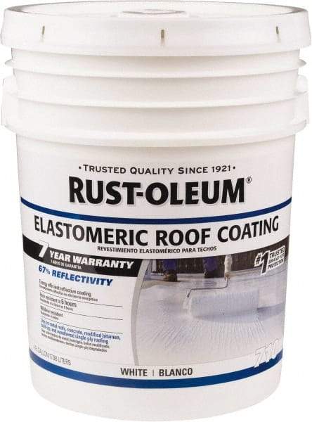 Rust-Oleum - 5 Gal Pail White Elastomeric Roof Coating - 65 Sq Ft/Gal Coverage, Mildew Resistant, Long Term Durability & Weather Resistance - Caliber Tooling