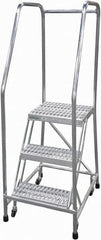 Cotterman - 60" 3 Step Rolling Warehouse Ladder - Rolling Safety Ladder, 350 Lb Capacity, 30" Platform Height, 22" Base Width x 29" Base Depth, Serrated - Caliber Tooling