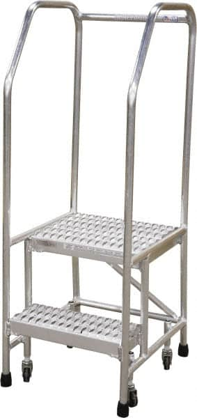 Cotterman - 50" 2 Step Rolling Warehouse Ladder - Rolling Safety Ladder, 350 Lb Capacity, 20" Platform Height, 18" Base Width x 23" Base Depth, Serrated - Caliber Tooling