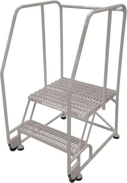 Cotterman - 50" 2 Step Rolling Warehouse Ladder - Tilt & Roll Safety Ladder, 450 Lb Capacity, 20" Platform Height, 34" Base Width x 28" Base Depth, Serrated Steel - Caliber Tooling