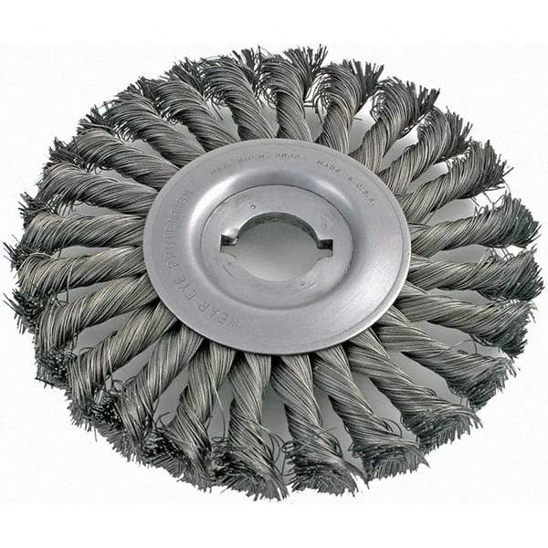 Brush Research Mfg. - 6" OD, 1/2 & 5/8" Arbor Hole, Knotted Carbon Wheel Brush - 5/8" Face Width, 1-7/16" Trim Length, 8,000 RPM - Caliber Tooling