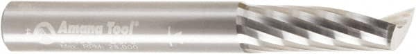 Amana Tool - 3/8" Cutting Diam x 1-1/8" Length of Cut, 1 Flute, Upcut Spiral Router Bit - Uncoated, Right Hand Cut, Solid Carbide, 3" OAL x 3/8" Shank Diam, 20° Helix Angle - Caliber Tooling