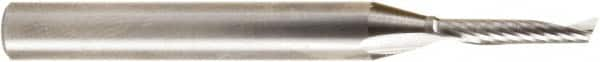 Amana Tool - 1/8" Cutting Diam x 5/8" Length of Cut, 1 Flute, Upcut Spiral Router Bit - Uncoated, Right Hand Cut, Solid Carbide, 2-1/2" OAL x 1/4" Shank Diam, 20° Helix Angle - Caliber Tooling