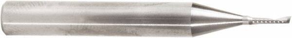 Amana Tool - 1/16" Cutting Diam x 1/4" Length of Cut, 1 Flute, Upcut Spiral Router Bit - Uncoated, Right Hand Cut, Solid Carbide, 2" OAL x 1/4" Shank Diam, 20° Helix Angle - Caliber Tooling