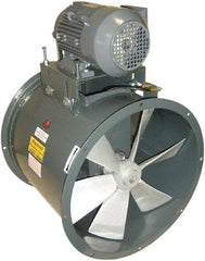 Americraft - 1 hp 24" TEFC Wet Location Belt Drive Tube Axial Duct Fan - 7,425 CFM at 0 Static Pressure, 1,725 RPM, Single Phase - Caliber Tooling