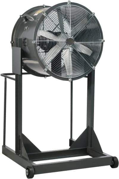 Americraft - 18" Blade, 1/4 hp, 3,050 CFM, High Floor Stand Industrial Circulation Fan - Floor Stand, 230/460 Volts, 1 Speed - Caliber Tooling