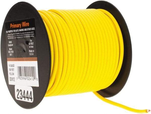 EastPenn - 14 AWG Automotive Plastic Insulated, Single Conductor Wire - 100' Long, Yellow - Caliber Tooling