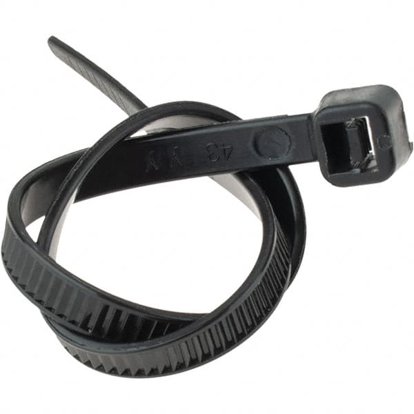 Value Collection - 8" Long Black Nylon Standard Cable Tie - 50 Lb Tensile Strength, 54mm Max Bundle Diam - Caliber Tooling