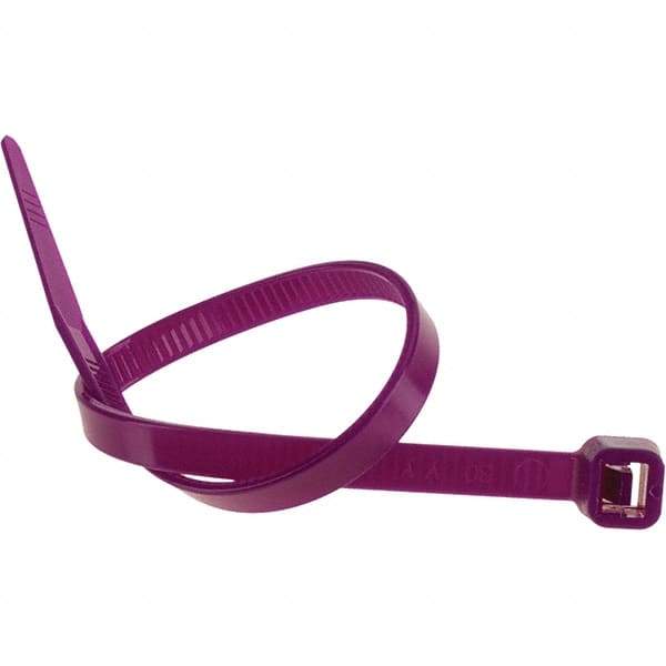 Value Collection - 8" Long Purple Nylon Standard Cable Tie - 50 Lb Tensile Strength, 54mm Max Bundle Diam - Caliber Tooling