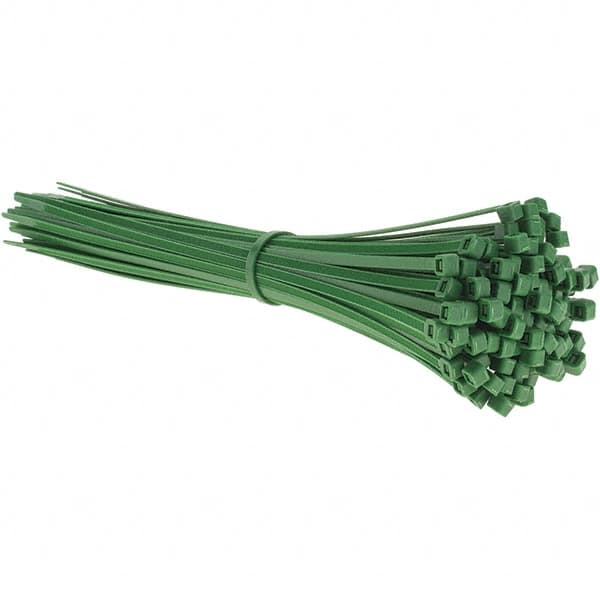 Value Collection - 11.9" Long Green Nylon Standard Cable Tie - 50 Lb Tensile Strength, 84mm Max Bundle Diam - Caliber Tooling