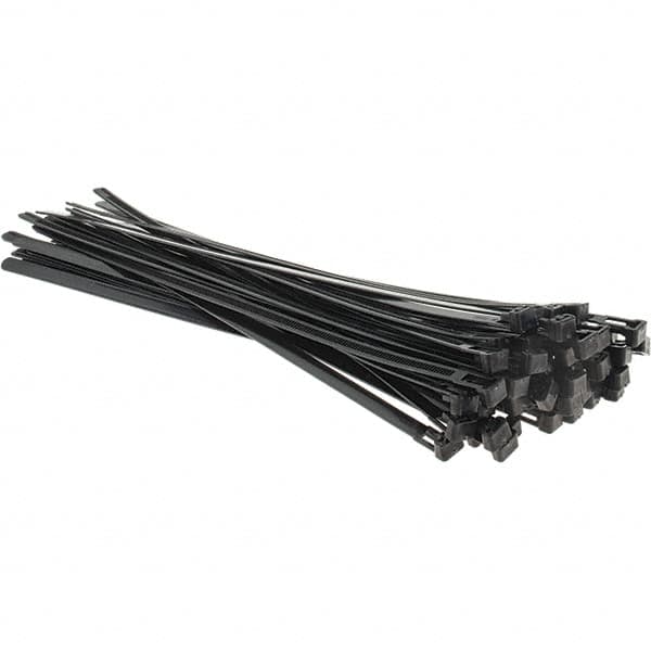 Value Collection - 11.7" Long Black Nylon Standard Cable Tie - 50 Lb Tensile Strength, 80mm Max Bundle Diam - Caliber Tooling