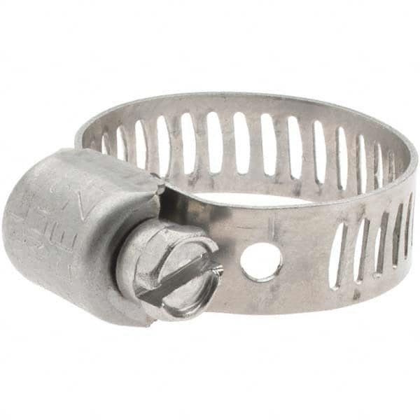 Made in USA - SAE Size 6, 7/16 to 25/32" Diam, Stainless Steel Miniature Worm Drive Clamp - 5/16" Wide - Caliber Tooling