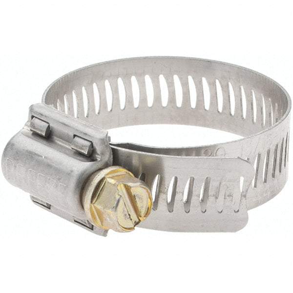 Made in USA - SAE Size 20, 13/16 to 1-3/4" Diam, Stainless Steel Worm Drive Clamp - Caliber Tooling