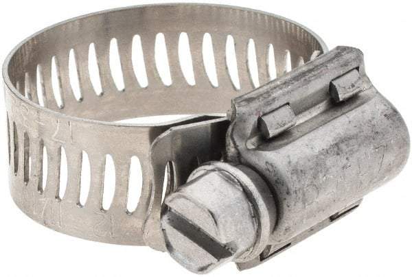 Made in USA - SAE Size 12, 11/16 to 1-1/4" Diam, Stainless Steel Worm Drive Clamp - Caliber Tooling