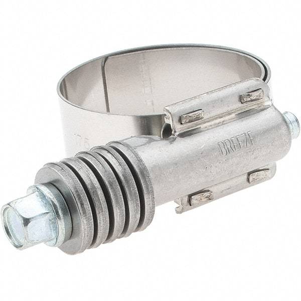 Made in USA - 1 to 1-3/4" Diam, Stainless Steel Auto-Adjustable Worm Drive Clamp - 5/6" Wide - Caliber Tooling