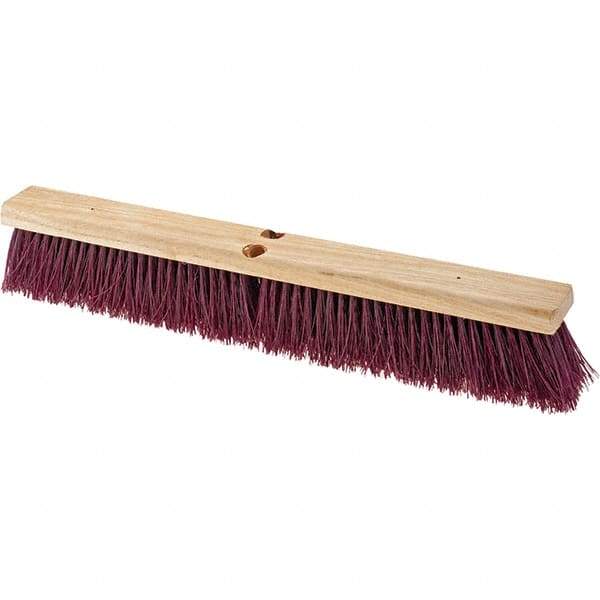 Value Collection - 24" Combo Duty Polypropylene Push Broom - 3" Bristle Length, Wood Block, Threaded Handle Connection, Handle Sold Separately - Caliber Tooling