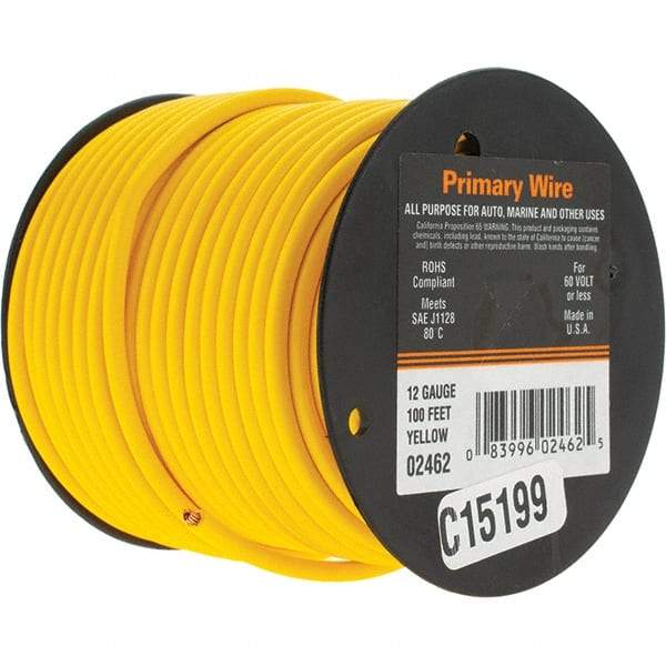 EastPenn - 12 AWG, 100' OAL, Hook Up Wire - Yellow Vinyl Jacket - Caliber Tooling