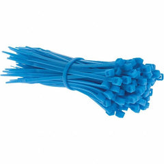 Value Collection - 4" Long Blue Nylon Standard Cable Tie - 18 Lb Tensile Strength, 21mm Max Bundle Diam - Caliber Tooling