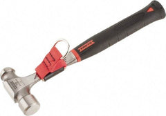 Proto - Steel Tethered Ball Pein Hammer - Steel Handle with Grip, 1-5/16" Face Diam, 12-7/8" OAL - Caliber Tooling