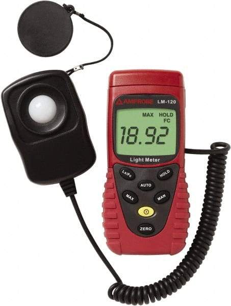 Amprobe - 9 Volt Battery, 20 to 20,000 FC, LCD Display, Silicone Photodiode Light Meter - 3 Accuracy, Compatible with All Visible Light Lighting, Built In Memory - Caliber Tooling