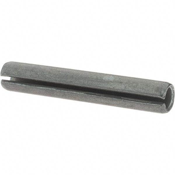 Made in USA - 1/4" Diam x 1-1/2" Long Slotted Spring Pin - Grade 1070-1090 Alloy Steel, Black Oxide Finish - Caliber Tooling