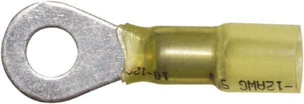 Made in USA - 12-10 AWG Partially Insulated Solder Connection Circular Ring Terminal - 1/4" Stud, Copper Contact - Caliber Tooling