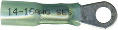 Made in USA - 16-14 AWG Partially Insulated Solder Connection Ring Terminal - #8 Stud, Copper Contact - Caliber Tooling