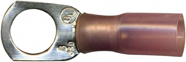 Value Collection - 8 AWG Partially Insulated Crimp Connection D Shaped Ring Terminal - 3/8" Stud, Copper Contact - Caliber Tooling