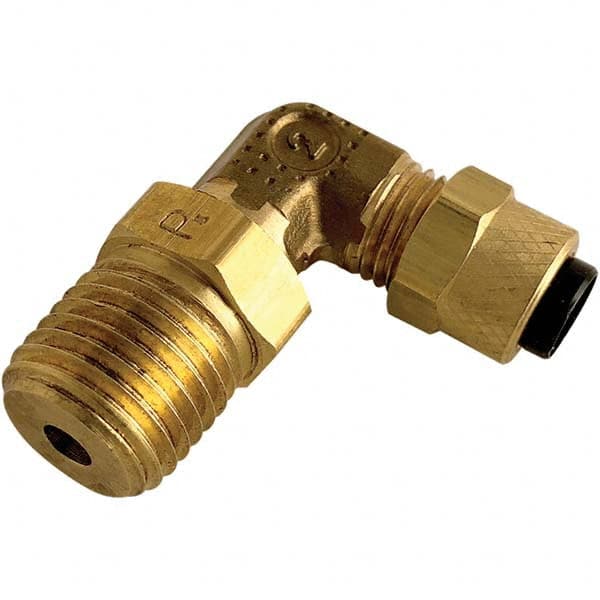 Parker - 3/8" Tube OD x 1/4 Thread Brass Compression Tube Swivel Elbow - Caliber Tooling