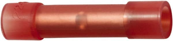 Value Collection - 22 to 16 AWG Compatible, Nylon Fully Insulated, Crimp-On Butt Splice Terminal - 2 Wire Entries, Copper Contacts, 1" OAL, Red - Caliber Tooling