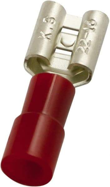 Value Collection - 22 to 16 AWG, PC, Partially Insulated, Female Wire Disconnect - 1/4" Wide Tab, Red, cUL Listed, RoHS Compliant, UL Listed - Caliber Tooling