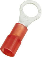 Value Collection - 8 AWG Partially Insulated Crimp Connection Circular Ring Terminal - 1/4" Stud, 13.3mm OAL x 12mm Wide - Caliber Tooling