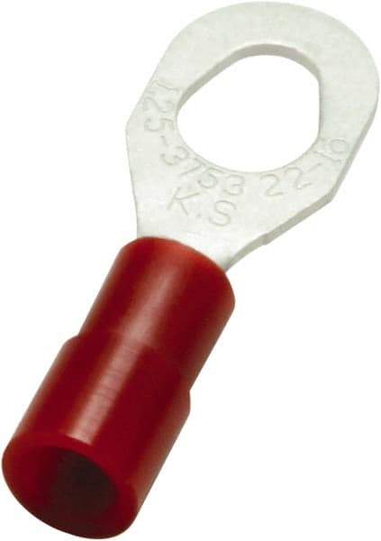 Value Collection - 22-16 AWG Partially Insulated Crimp Connection D Shaped Ring Terminal - #10, 6 & 8 Stud, 25.3mm OAL x 8.6mm Wide, Copper Contact - Caliber Tooling