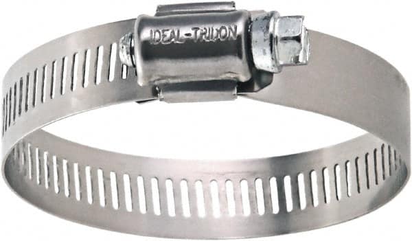 IDEAL TRIDON - SAE Size 10, 1/2 to 1-1/16" Diam, Stainless Steel Worm Drive Clamp - 9/16" Wide, Material Grade 200, Series 50 - Caliber Tooling