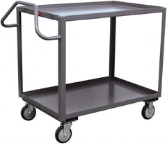 Jamco - 1,200 Lb Capacity, 30" Wide x 36" Long x 35" High Ergonomic Utility Cart - 2 Shelf, Steel, 2 Rigid/2 Swivel Casters - Caliber Tooling