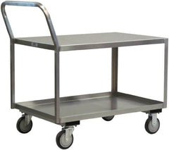 Jamco - 1,200 Lb Capacity, 24" Wide x 36" Long x 27" High Shelf Cart - 2 Shelf, Stainless Steel, 2 Rigid/2 Swivel Casters - Caliber Tooling