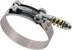 IDEAL TRIDON - 3-3/4 to 4-1/16" Hose, 3/4" Wide, T-Bolt Spring Loaded Clamp - 3-3/4 to 4-1/16" Diam, Stainless Steel - Caliber Tooling