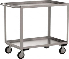 Jamco - 1,200 Lb Capacity, 24" Wide x 48" Long x 35" High Service Cart - 2 Shelf, Stainless Steel, 2 Rigid/2 Swivel Casters - Caliber Tooling