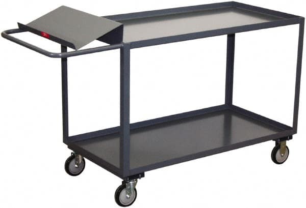 Jamco - 1,200 Lb Capacity, 18" Wide x 30" Long x 35" High Order Picking Cart - 2 Shelf, Steel, 2 Rigid/2 Swivel Casters - Caliber Tooling