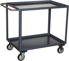 Jamco - 1,200 Lb Capacity, 30" Wide x 18" Long x 35" High Service Cart - 2 Shelf, Steel, 2 Rigid/2 Swivel Casters - Caliber Tooling