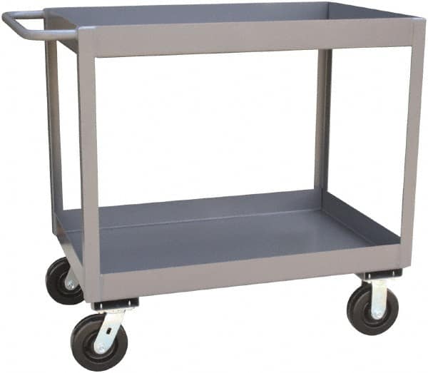 Jamco - 2,400 Lb Capacity, 24" Wide x 36" Long x 36" High Standard Utility Cart - 2 Shelf, Steel, Phenolic Casters - Caliber Tooling