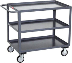 Jamco - 1,200 Lb Capacity, 18" Wide x 30" Long x 35" High Service Cart - 3 Shelf, Steel, 2 Rigid/2 Swivel Casters - Caliber Tooling